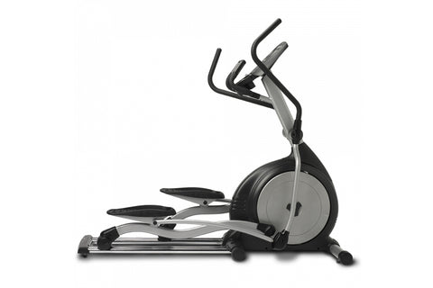 TRUE PS100 elliptical machine with gray and black frame, dual handlebars, and large front wheel on white background