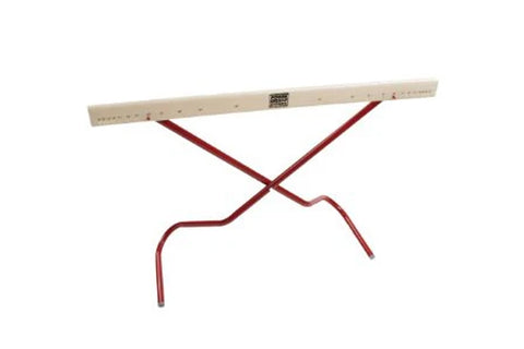 Warrior Power Hurdle with cream-colored top rail and burgundy metal crossed legs on white background