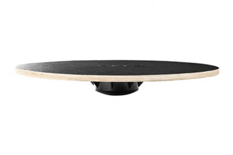 Sklz Balanz Board Pro with black textured surface and natural wood edge, mounted on black rocker base