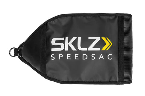 SKLZ Speedsac black sports training bag with adjustable shoulder strap on white background