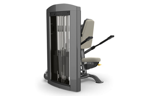TRUE SPL-0500 tricep pushdown machine with gray metal frame, cream padded seat and backrest, black handles, and digital displ