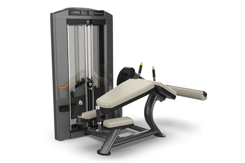 TRUE SPL-1800 horizontal leg curl machine with cream-colored padded seat and black frame on white background