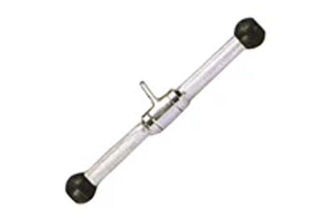 Warrior Solid Straight Bar with clear shaft, black knurled end caps, and chrome collar on white background