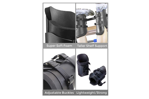 Black gravity inversion boots with ankle straps and protective carrying case on white background