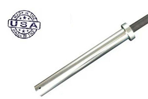 Texas Power Bar with silver steel shaft and black grip sleeve on white background