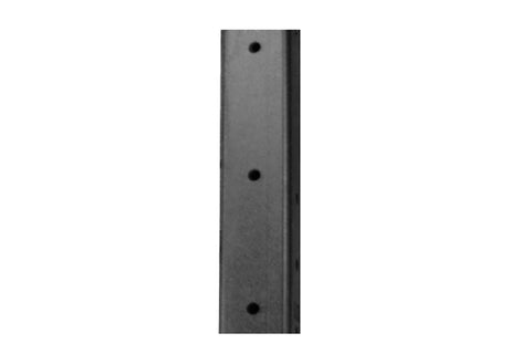 Vertical grey metal post with three evenly-spaced black mounting holes, isolated on white background