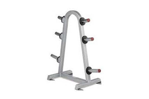 Warrior Pyramid Weight Plate Rack with gray frame and black handles with red accents, displayed against white background