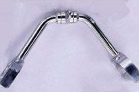 Warrior Revolving Solid Dual Purpose Bar with chrome finish and black grip handles on lavender background