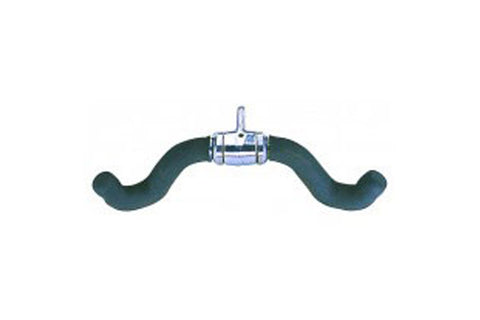 Warrior Super Tricep Press Down bar with curved dark green arms and chrome center attachment on white background
