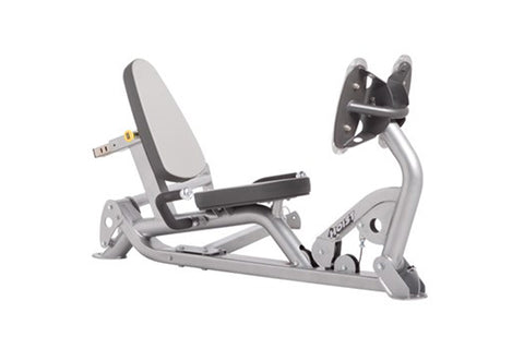 Hoist Freestanding Leg Press Kit with silver frame, black padded seat and backrest, on white background