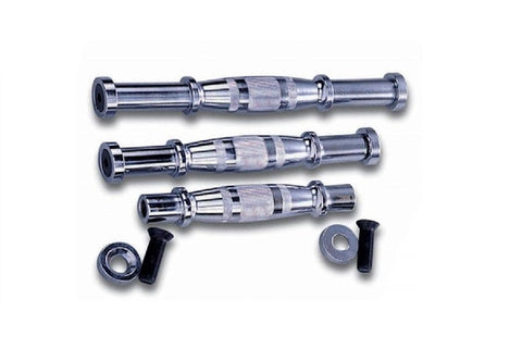 Warrior Pro Style Fixed Dumbbell Handle with contoured grip, chrome plated metal with textured center section, shown in flat 