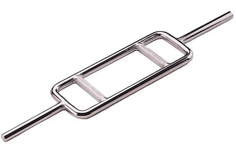 Warrior Standard Tricep Bar with chrome finish and dual rectangular handles on straight shaft, on white background